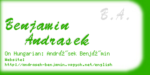 benjamin andrasek business card